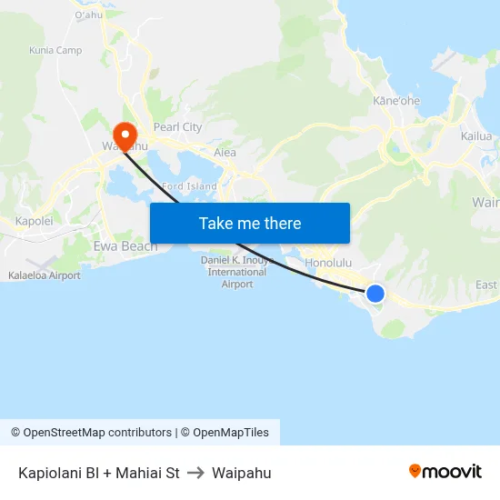 Kapiolani Bl + Mahiai St to Waipahu map