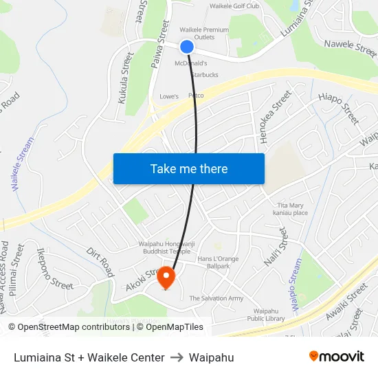 Lumiaina St + Waikele Center to Waipahu map