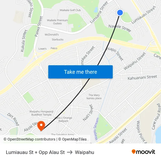 Lumiauau St + Opp Alau St to Waipahu map