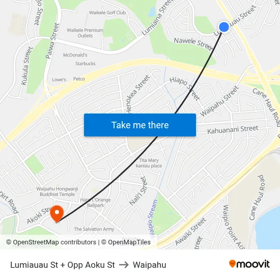 Lumiauau St + Opp Aoku St to Waipahu map