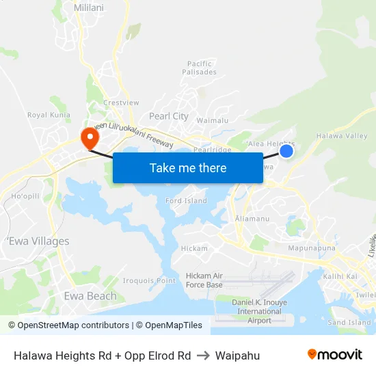 Halawa Heights Rd + Opp Elrod Rd to Waipahu map