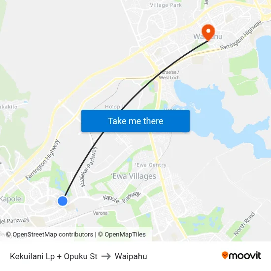 Kekuilani Lp + Opuku St to Waipahu map