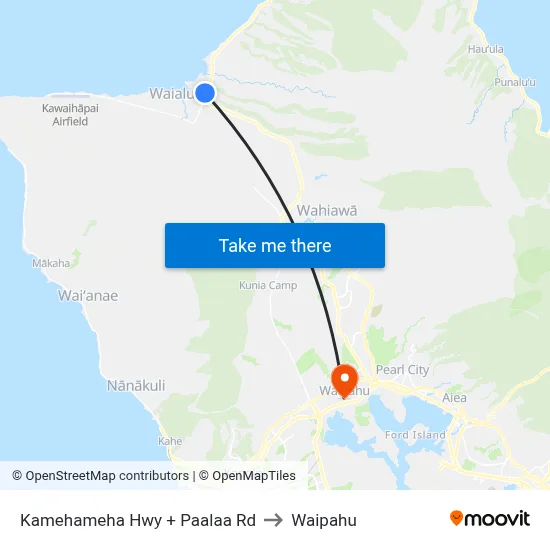 Kamehameha Hwy + Paalaa Rd to Waipahu map