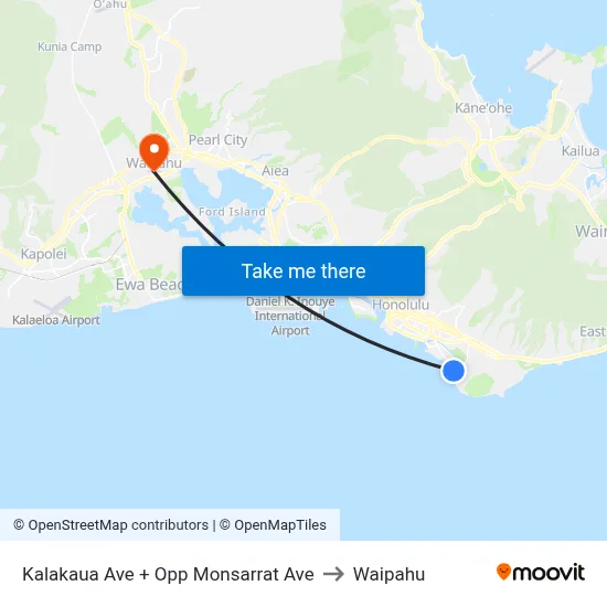 Kalakaua Ave + Opp Monsarrat Ave to Waipahu map