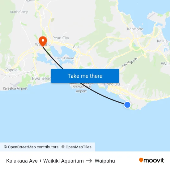 Kalakaua Ave + Waikiki Aquarium to Waipahu map