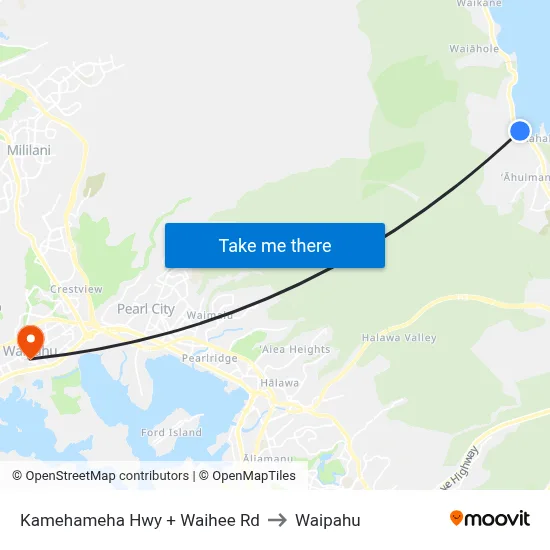 Kamehameha Hwy + Waihee Rd to Waipahu map