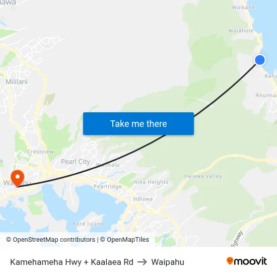Kamehameha Hwy + Kaalaea Rd to Waipahu map