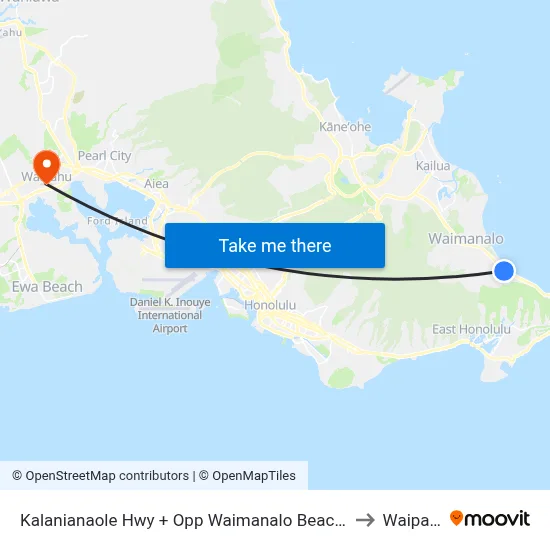 Kalanianaole Hwy + Opp Waimanalo Beach Park to Waipahu map