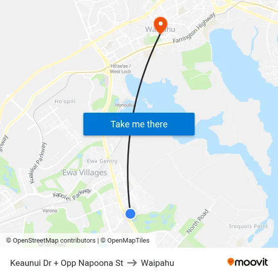 Keaunui Dr + Opp Napoona St to Waipahu map