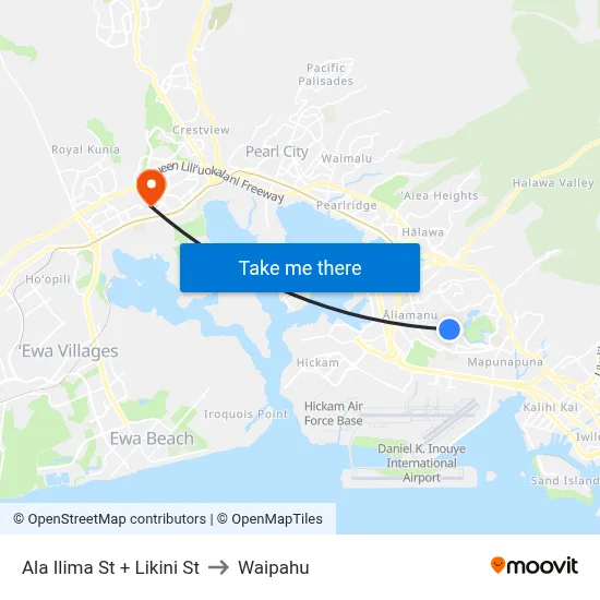 Ala Ilima St + Likini St to Waipahu map