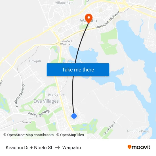 Keaunui Dr + Noelo St to Waipahu map