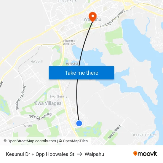 Keaunui Dr + Opp Hoowalea St to Waipahu map
