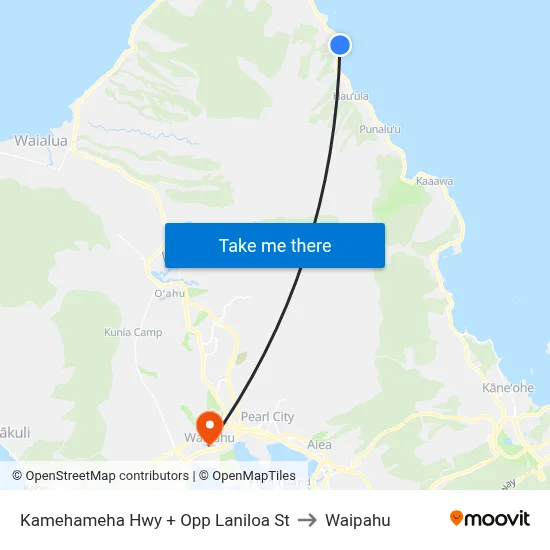 Kamehameha Hwy + Opp Laniloa St to Waipahu map
