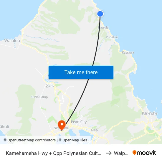 Kamehameha Hwy + Opp Polynesian Cultural Center to Waipahu map