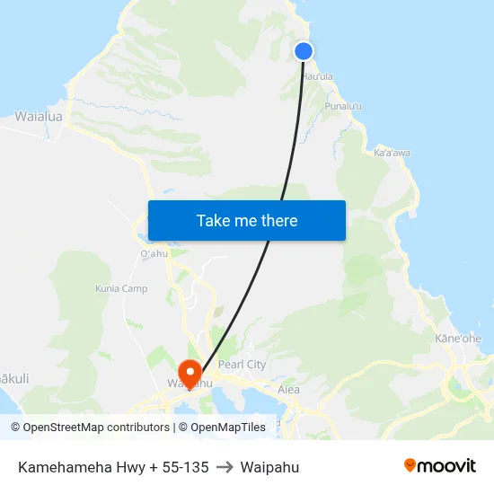 Kamehameha Hwy + 55-135 to Waipahu map