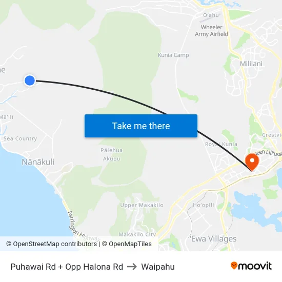 Puhawai Rd + Opp Halona Rd to Waipahu map