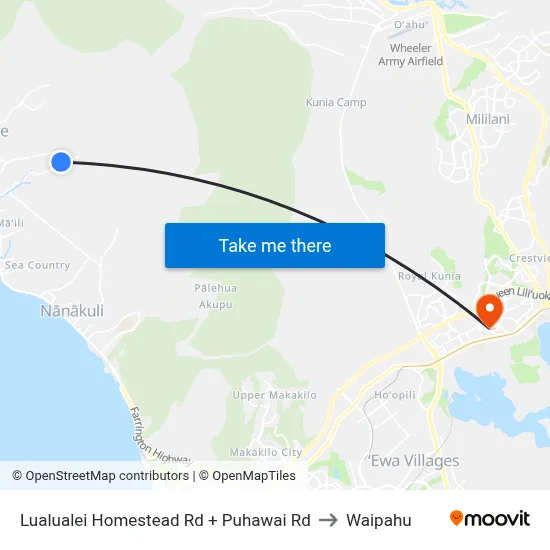 Lualualei Homestead Rd + Puhawai Rd to Waipahu map