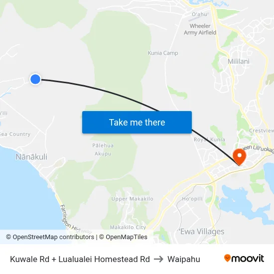 Kuwale Rd + Lualualei Homestead Rd to Waipahu map