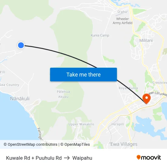 Kuwale Rd + Puuhulu Rd to Waipahu map
