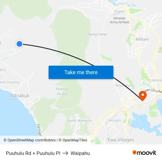Puuhulu Rd + Puuhulu Pl to Waipahu map