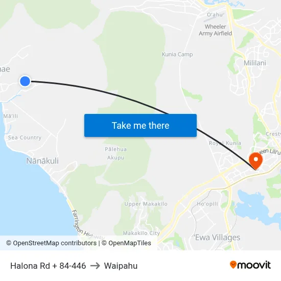Halona Rd + 84-446 to Waipahu map