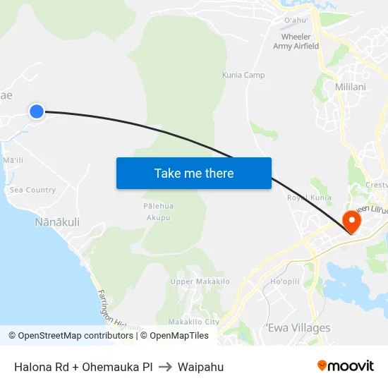 Halona Rd + Ohemauka Pl to Waipahu map