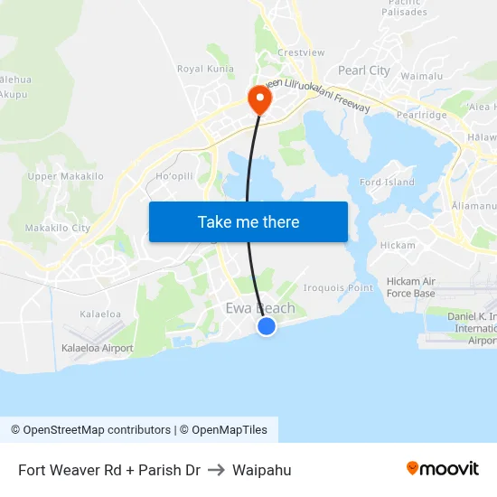 Fort Weaver Rd + Parish Dr to Waipahu map