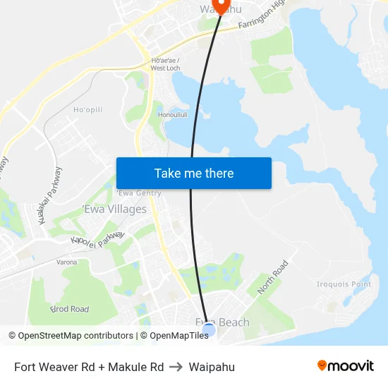 Fort Weaver Rd + Makule Rd to Waipahu map