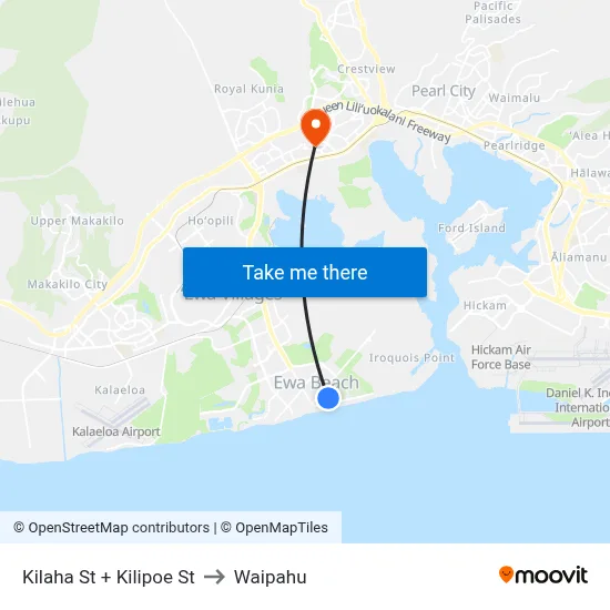 Kilaha St + Kilipoe St to Waipahu map