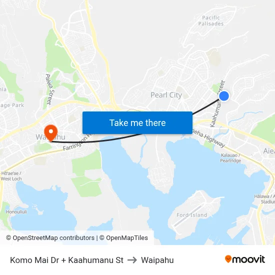 Komo Mai Dr + Kaahumanu St to Waipahu map