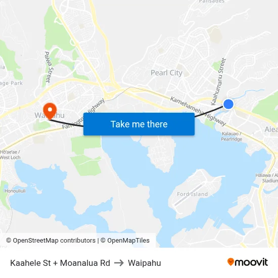 Kaahele St + Moanalua Rd to Waipahu map
