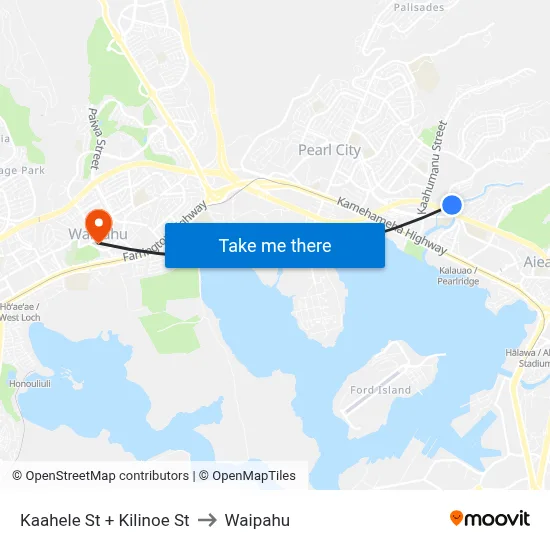 Kaahele St + Kilinoe St to Waipahu map