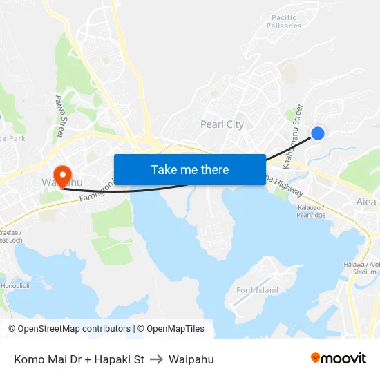 Komo Mai Dr + Hapaki St to Waipahu map