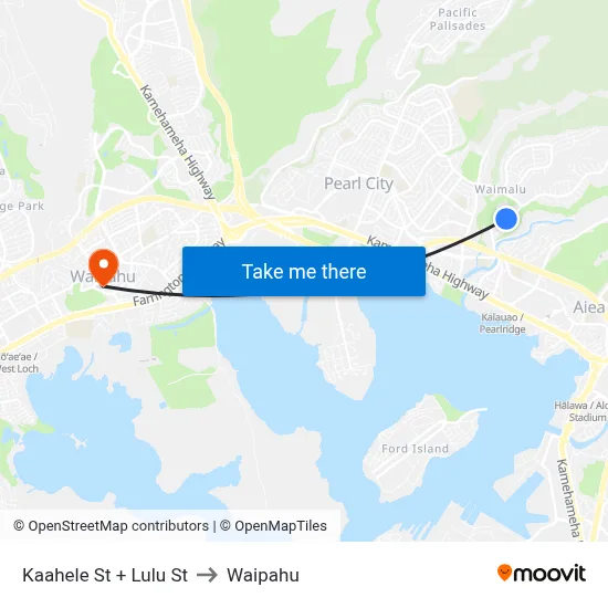 Kaahele St + Lulu St to Waipahu map