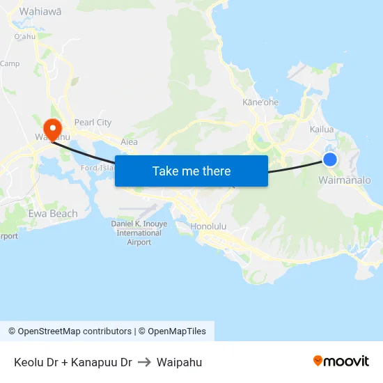 Keolu Dr + Kanapuu Dr to Waipahu map