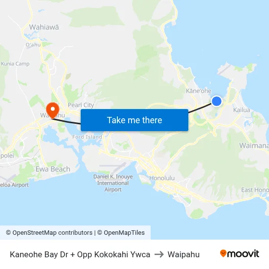 Kaneohe Bay Dr + Opp Kokokahi Ywca to Waipahu map