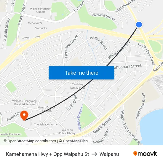 Kamehameha Hwy + Opp Waipahu St to Waipahu map