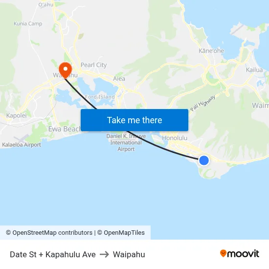 Date St + Kapahulu Ave to Waipahu map