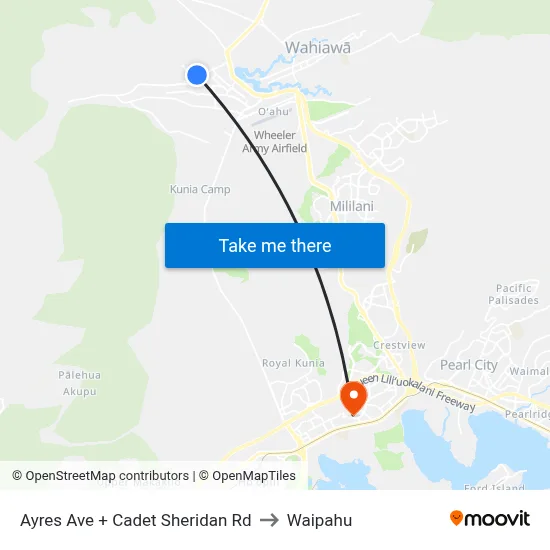 Ayres Ave + Cadet Sheridan Rd to Waipahu map