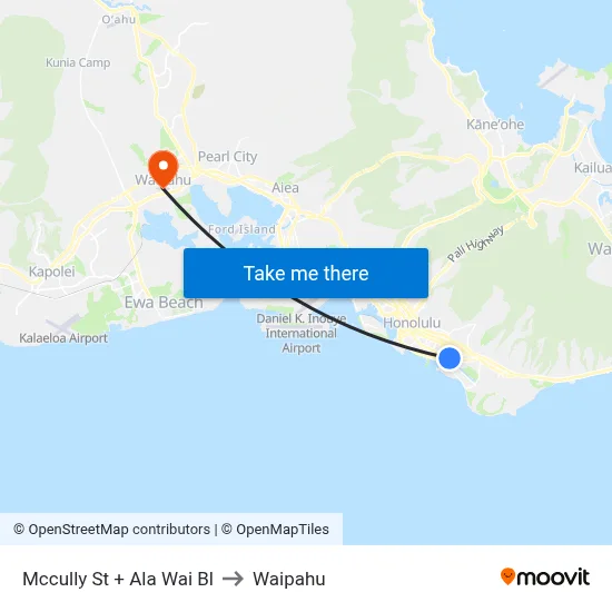 Mccully St + Ala Wai Bl to Waipahu map