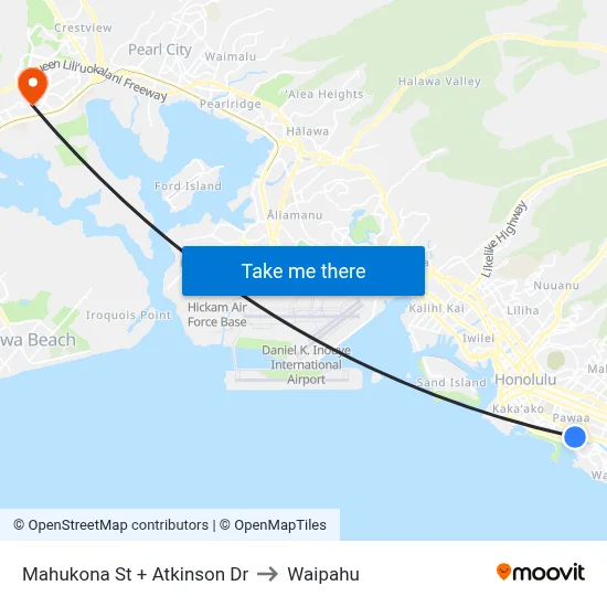 Mahukona St + Atkinson Dr to Waipahu map