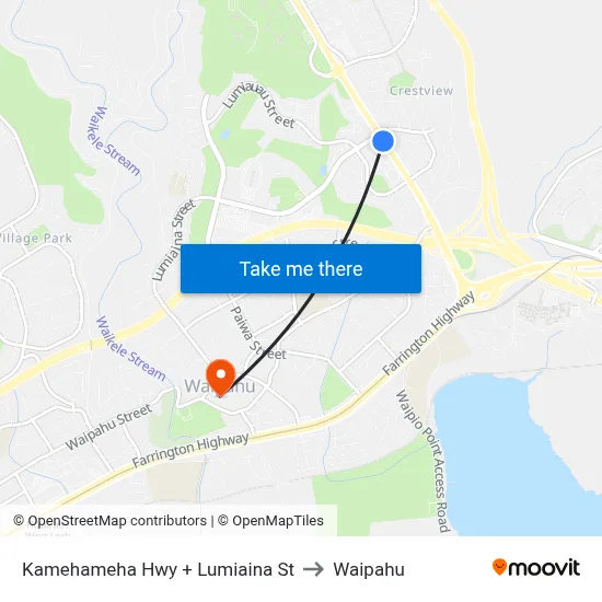 Kamehameha Hwy + Lumiaina St to Waipahu map