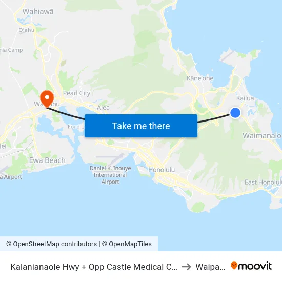 Kalanianaole Hwy + Opp Castle Medical Center to Waipahu map
