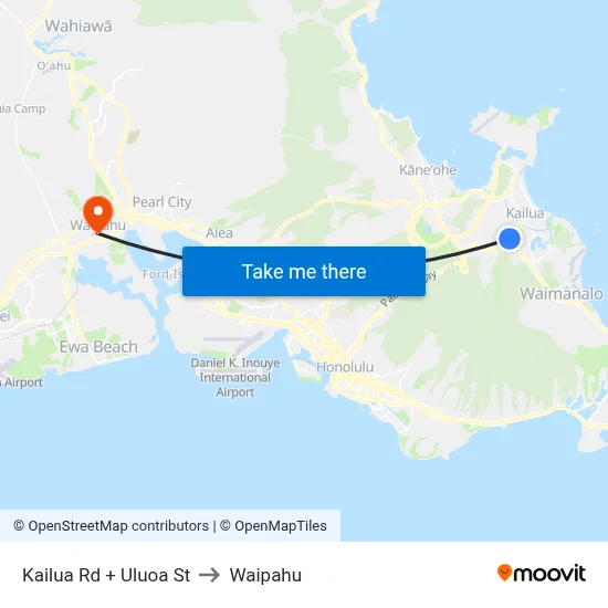 Kailua Rd + Uluoa St to Waipahu map
