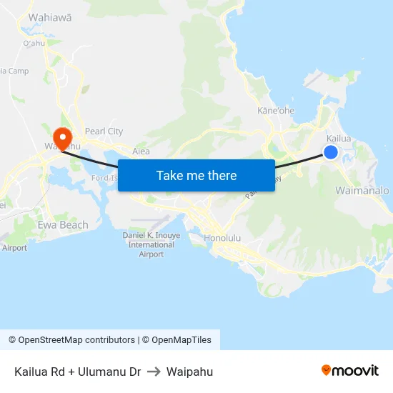 Kailua Rd + Ulumanu Dr to Waipahu map