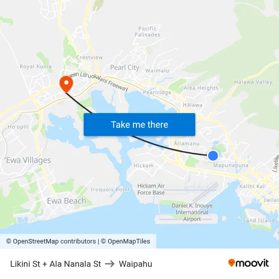 Likini St + Ala Nanala St to Waipahu map