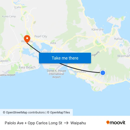 Palolo Ave + Opp Carlos Long St to Waipahu map