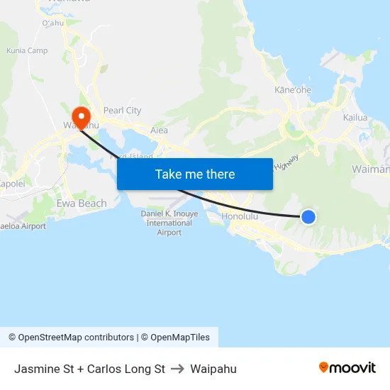 Jasmine St + Carlos Long St to Waipahu map