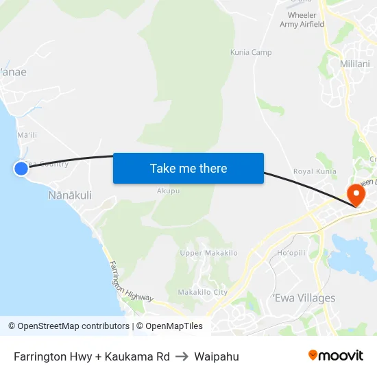 Farrington Hwy + Kaukama Rd to Waipahu map