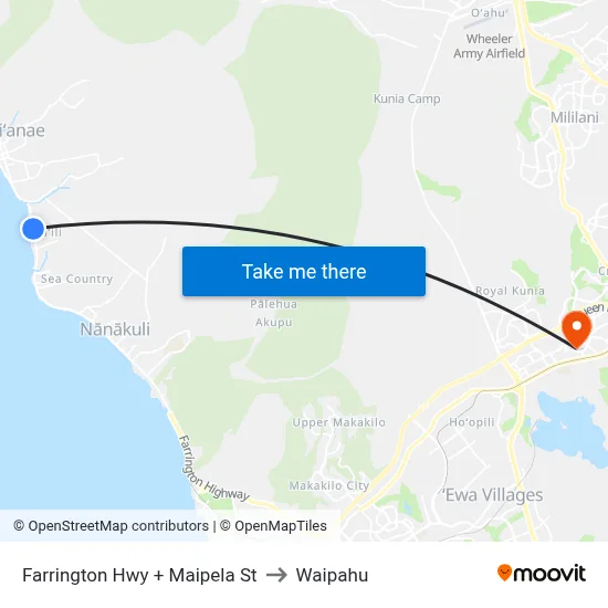 Farrington Hwy + Maipela St to Waipahu map